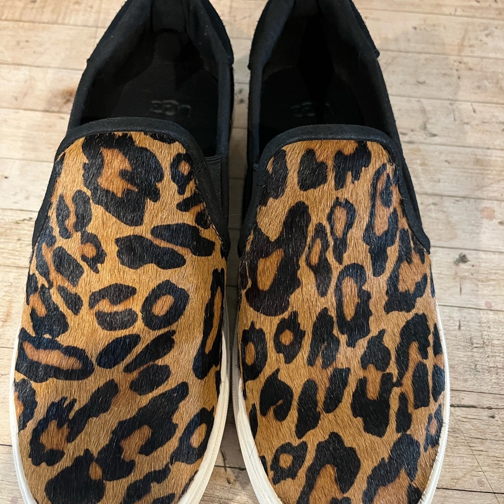 UGG Black and Leopard Slip-On Sneakers